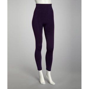 MOPAS Leggings Ribbed Waistband Full Length ONE SIZE DARK PURPLE